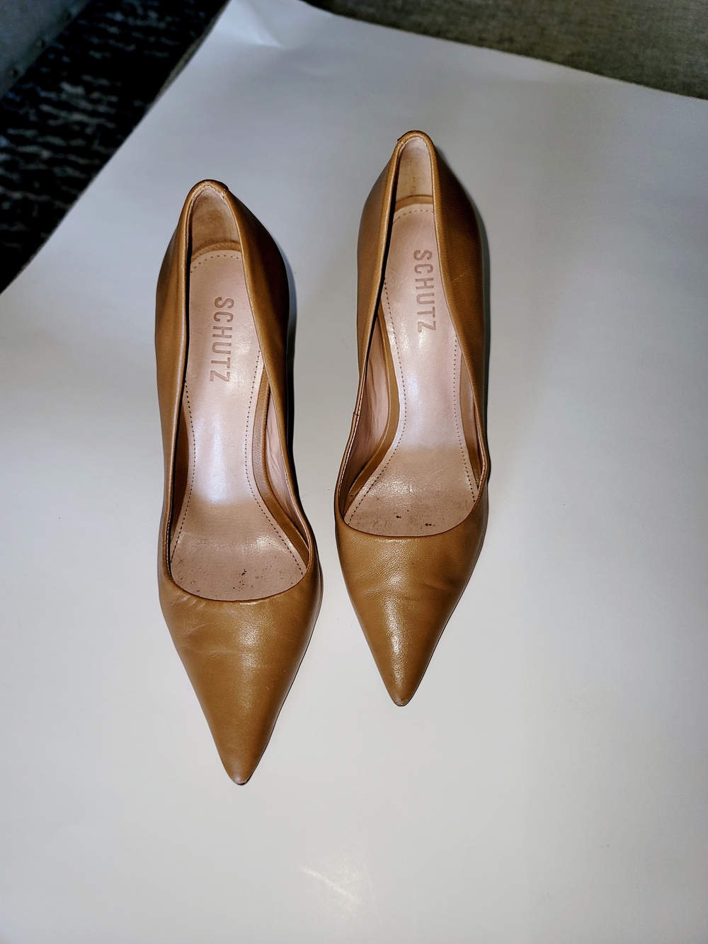 Schutz Lou Pointed-Toe Leather Pumps